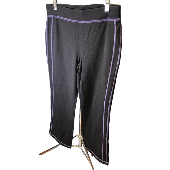 Danskin Black and Purple-Trimmed Athletic Capri Bottoms Pants SZ Small - Picture 3 of 5